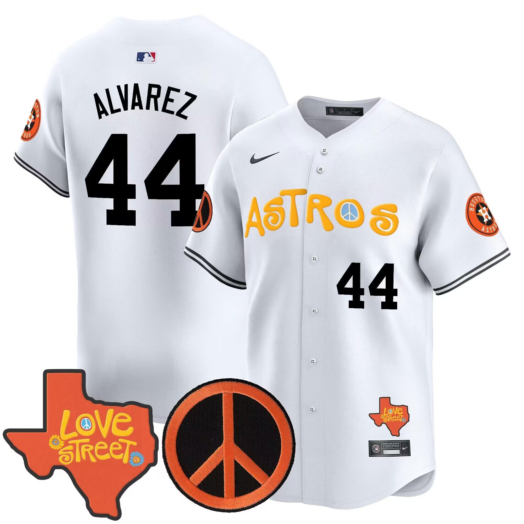 Men 2024 MLB Houston Astros 44 Alvarez white stitched jerseys